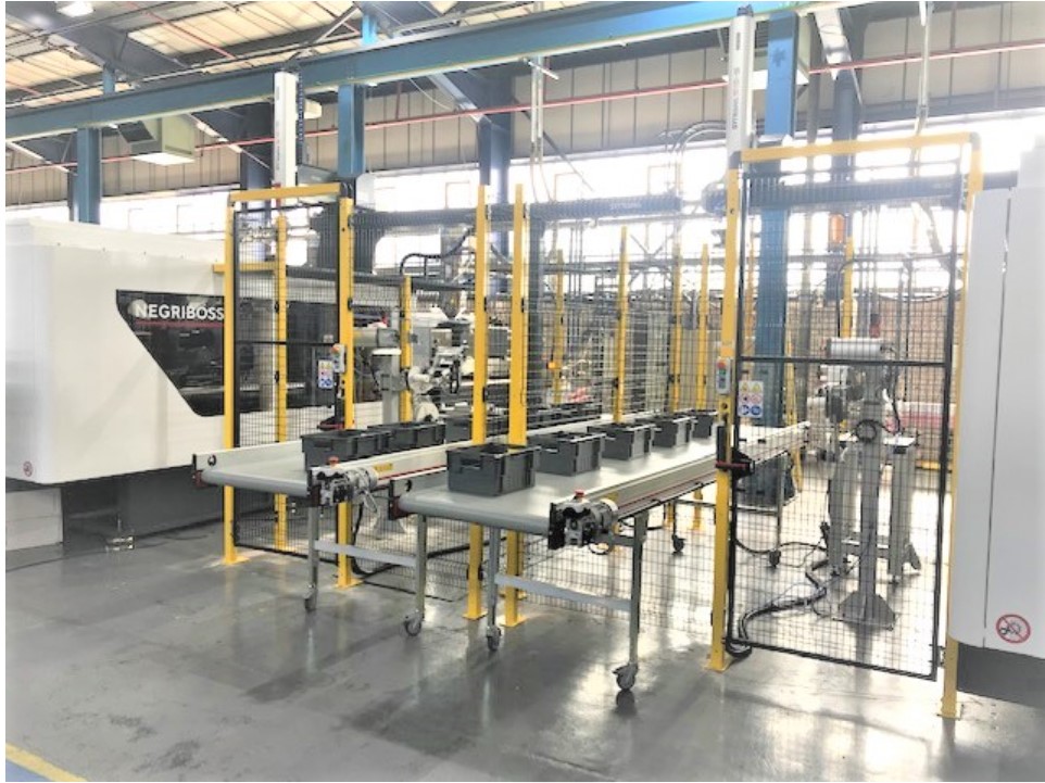 2 x 500t Negri Bossi Injection Moulding machine equipped with Sytrama cartesian robots