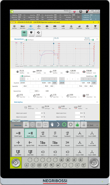 Uno screenshot del nuovo controllo Tactum montato sulle macchine elettriche Negri Bossi